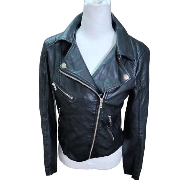 Shinestar faux leather Moto Jacket size small - Picture 2 of 5
